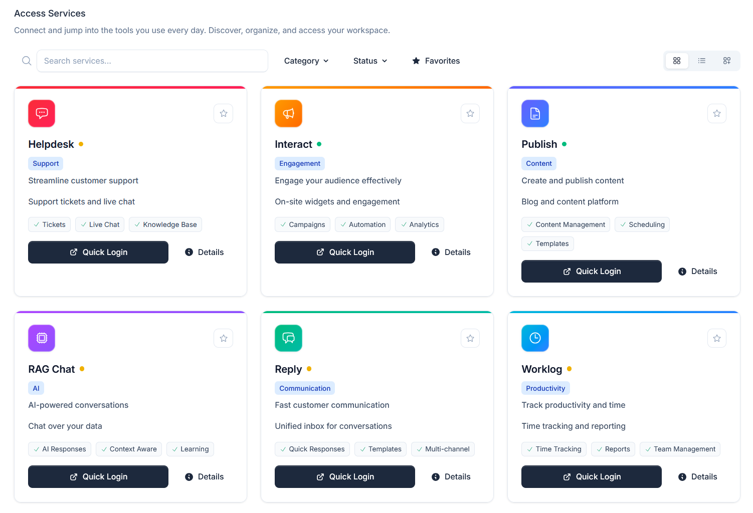 Builderify Access Services dashboard